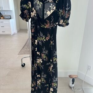 Reformation Floral Black Midi Dress
